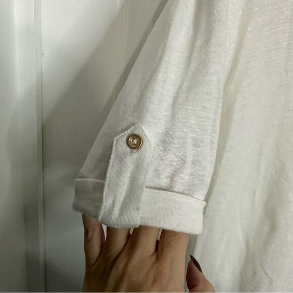 Chicos White Linen Polo knit top blouse size XL 3 - Picture 3 of 6